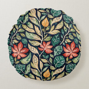 Almofada Redonda Vintage Modern Teal e Coral Floral