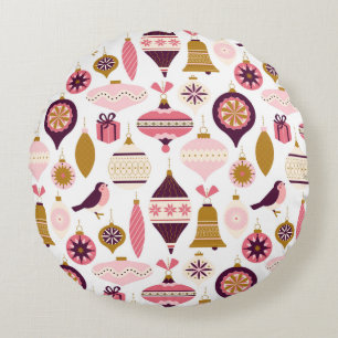 Almofada Redonda Vintage Natal - Retrorações das Decorações Bauble