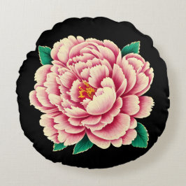 Almofada Redonda Vintage Pink Peony Flower