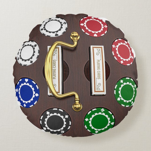 Almofada Redonda Vintage Poker Chip Carousel (Frente)