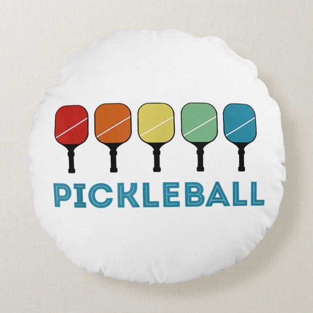 Almofada Redonda Vintage Retro Pickleball Funny (Frente)