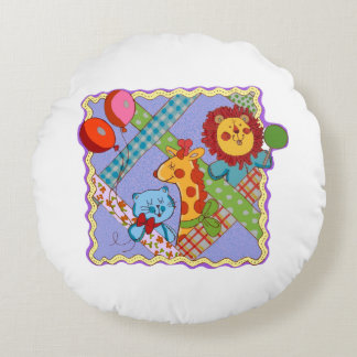 Almofada Redonda Vintage Safari Animals Round Pillow