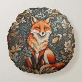 Almofada Redonda Vintage Sitting Fox William Morris Inspirou Floral