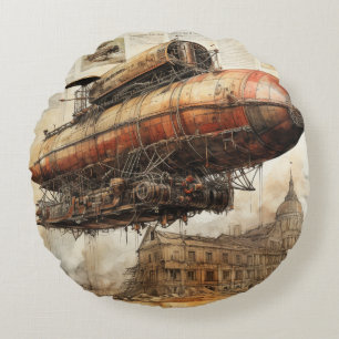Almofada Redonda Vintage Steampunk Zeppelin (3)