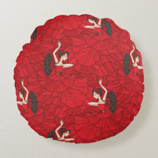 Almofada Redonda Vintage Tango Flamenco Dance Patterno