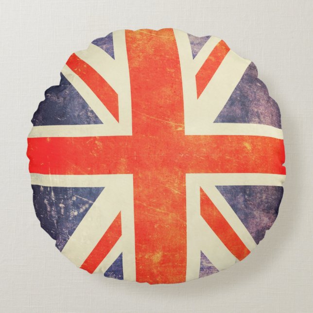Almofada Redonda Vintage Union Jack flag (Frente)