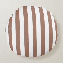 Almofada Redonda Vintage Vertical Stripes Mocha Mousse White