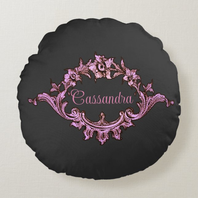 Almofada Redonda Vintage Victorian Romantic Steampunk Personalizado (Frente)