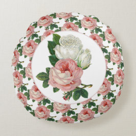 Almofada Redonda Vintage Victorian Rosa Floral