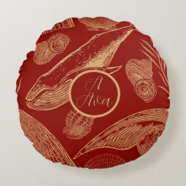 Almofada Redonda Vintage Whale Nursery Red