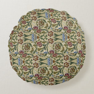 Almofada Redonda Vintage William Morris Blue Brocade cor-de-rosa