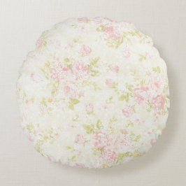 Almofada Redonda Vintagem Rústica do Chique Floral Rosa