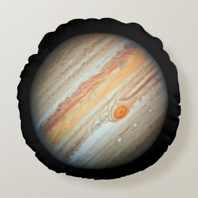 Almofada Redonda Visão do Planeta Júpiter (Telescópio Hubble) (Frente)