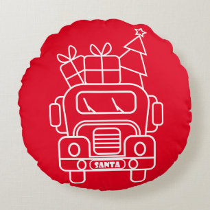 Almofada Redonda Visão geral da frente do carro de Papais noeis de