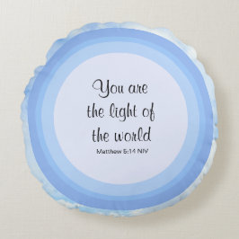 Almofada Redonda Você é a luz do Verso da Bíblia Azul do Mundo