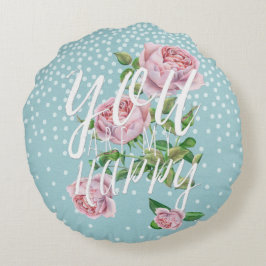Almofada Redonda Você é minha feliz tipografia e ilustração