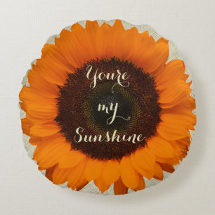 Almofada Redonda Você é o meu sunshine Orange Sunflower Burlap Rust