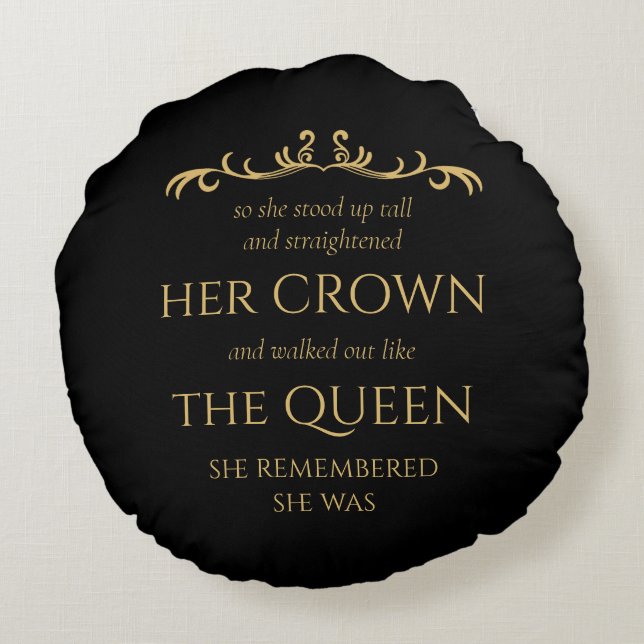 Almofada Redonda Você É Rainha Elegante Típica Moderna Dourada (Verso)