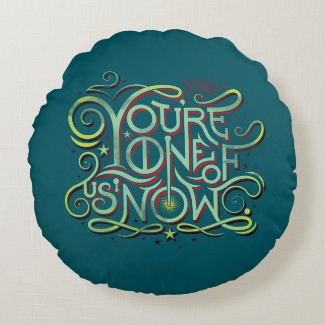 Almofada Redonda Você é um de nós, agora, com uma imagem verde (Frente)
