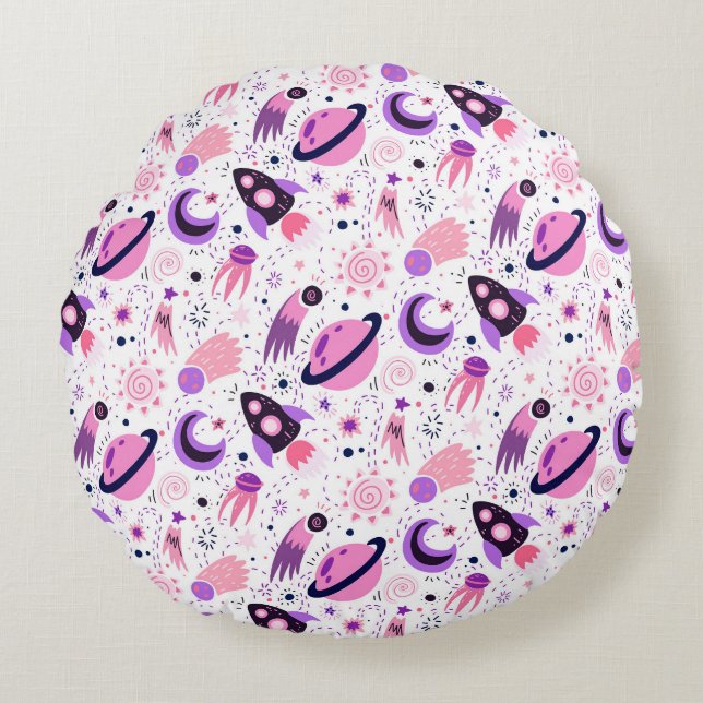 Almofada Redonda Voe para o espaço! (Frente)