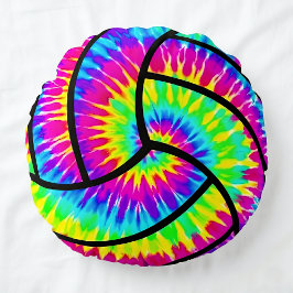 Almofada Redonda Volei Tie-Dye Fofo Esportivo Colorido