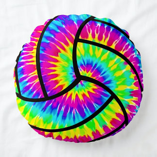 Almofada Redonda Volei Tie-Dye Fofo Esportivo Colorido