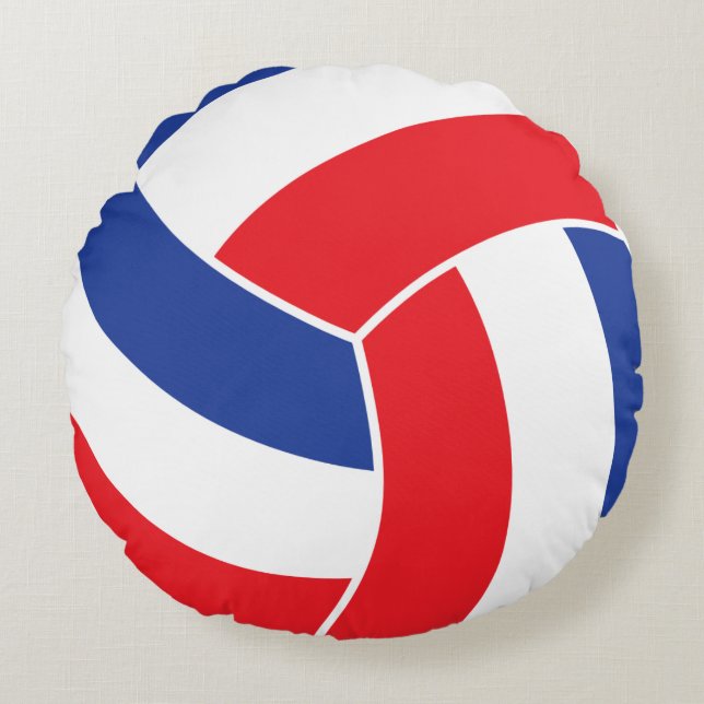 Almofada Redonda Voleibol De 🏐 Vermelho, Branco E Azul (Frente)