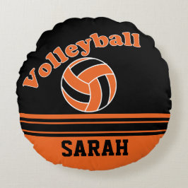 Almofada Redonda Voleibol Laranja e Negro | DIY Name