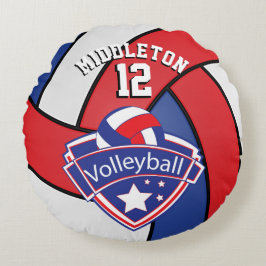 Almofada Redonda Voleibol Personalizado Vermelho, Branco e Azul