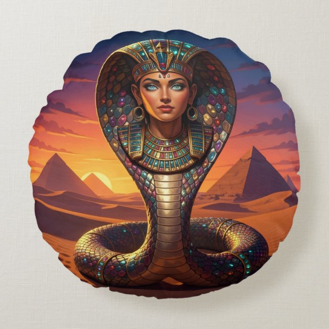 Almofada Redonda Wadjet – Egyptian Cobra Goddess´7 (Frente)