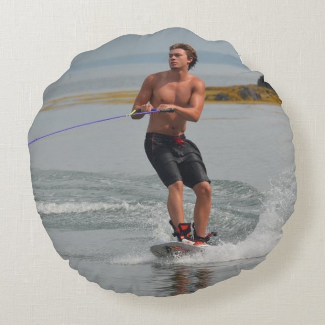 Almofada Redonda Wakeboarder amarelo (Verso)