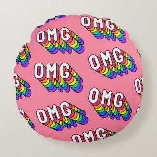 Almofada Redonda Wallpaper de Comic Pink do Quirky OMG