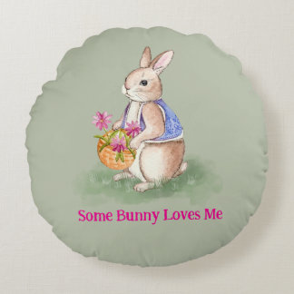 Almofada Redonda Watercolor Easter Bunny