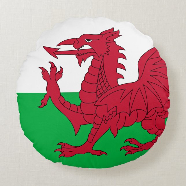 Almofada Redonda Welsh Dragon ~ Flag of Wales (Frente)