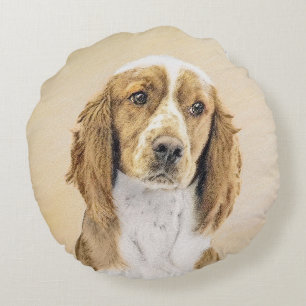 Almofada Redonda Welsh Springer Spaniel Painting - Arte Original De