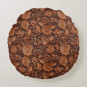 Almofada Redonda Western Cowgirl Brown Floral