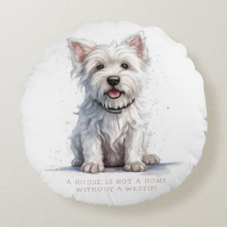 Almofada Redonda Westie Cheeky Cute Personalizado