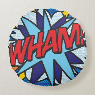 Almofada redonda WHAM! de história em quadrinhos