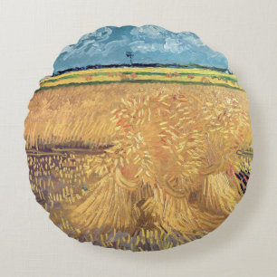 Almofada Redonda Wheatfield com polias, 1888 de Vincent van Gogh