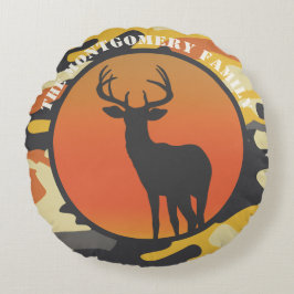 Almofada Redonda Whitetail Deer e Camo Round Travesseiro