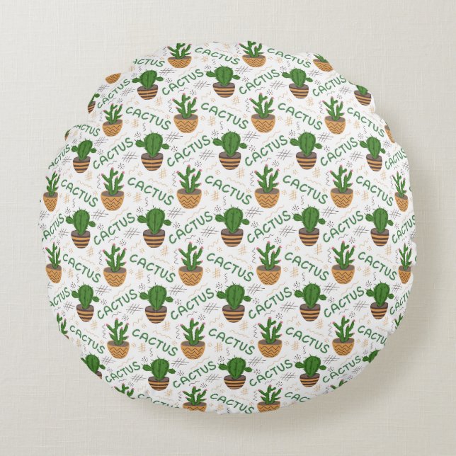 Almofada Redonda Wild Cactus Pattern (Frente)