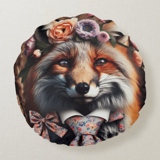 Almofada Redonda Wild fox wearing a tie cute pillow