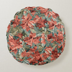 Almofada Redonda William Morris Acanto Ferrugem Vermelho Sage Verde