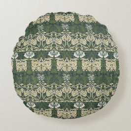 Almofada Redonda William Morris Floral Vintage Art Tulip E Rosa