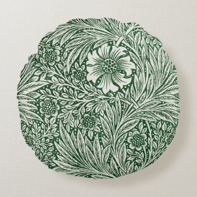 Almofada Redonda william morris marigold verde floral flor (Frente)