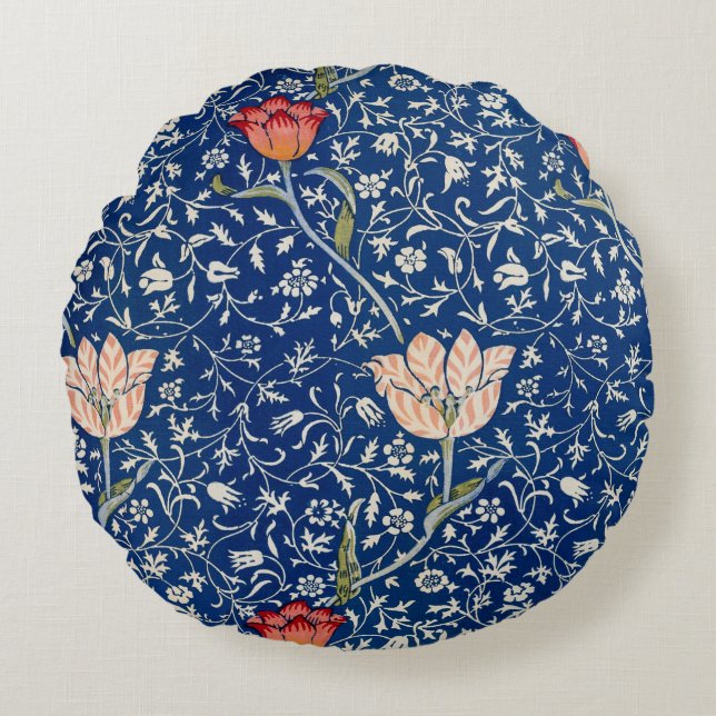 Almofada Redonda William Morris Medway Blue Floral (Frente)