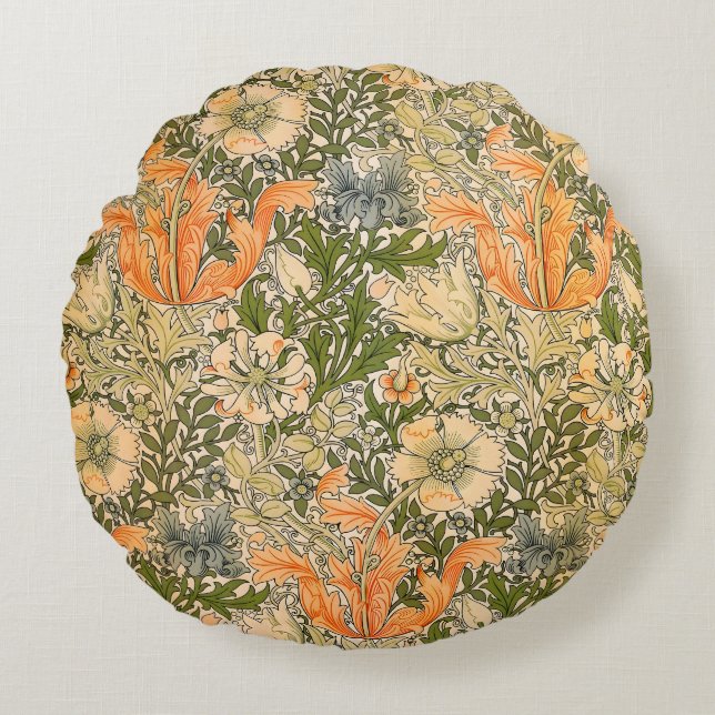 Almofada Redonda William Morris Spring Compton Flower Festival (Frente)