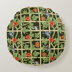 Almofada Redonda William Morris Trellis Pattern em Verde