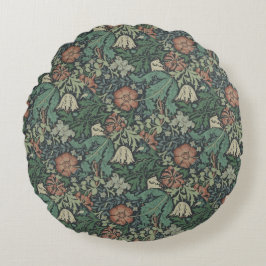 Almofada Redonda William Morris Vintage Compton Verde Rosa Floral