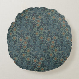 Almofada Redonda William Morris Vintage Floral Green Blue Orchard